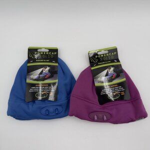 Powercap 2010 Kids LED Beanie Hats Lot 2 Blue Purple Headlamp Caps Hands Free